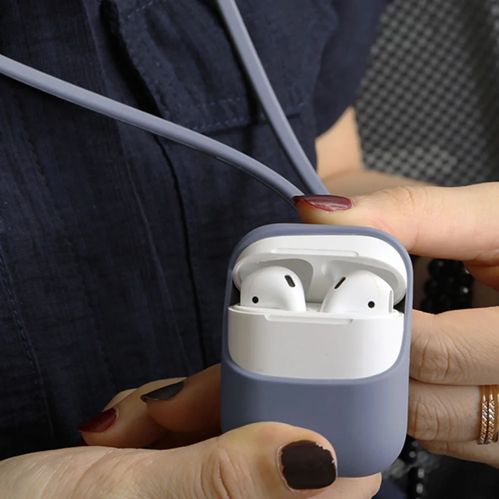 Силиконовый чехол для наушников AirPods Pro 2 1 Мягкий защитный со шнурком и ожерельем