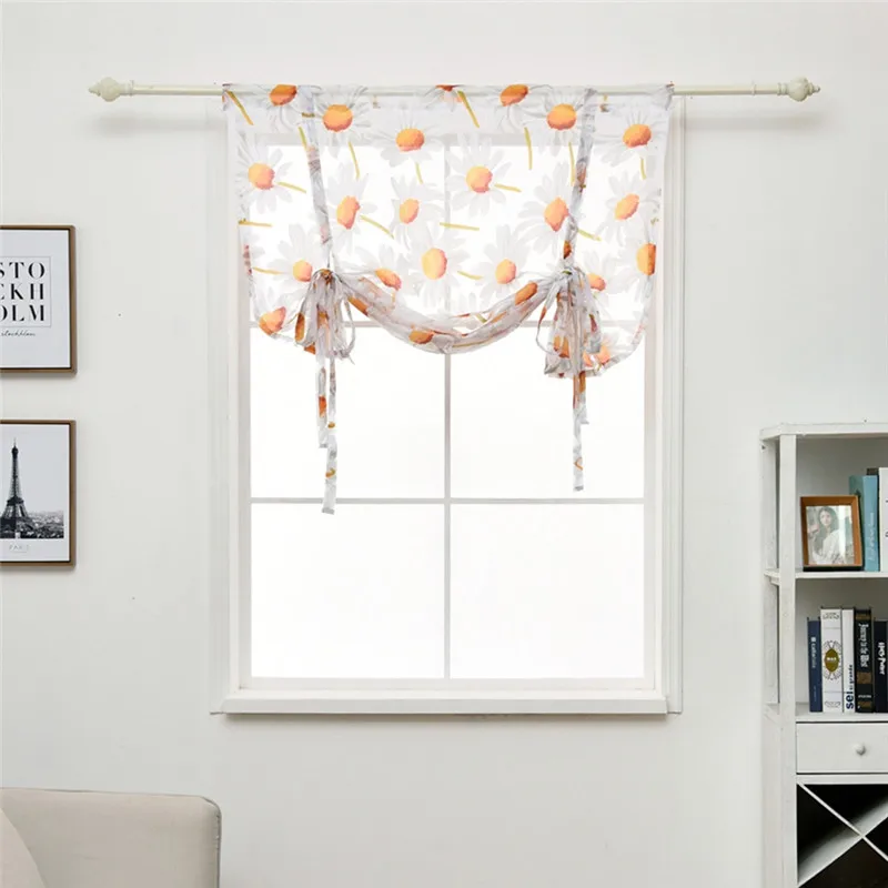 Imixlot Study Room Curtains Sunflower Short Curtain Beautiful Tulle Embroidery Modern Window Decor | Blinds Shades &amp Shutters