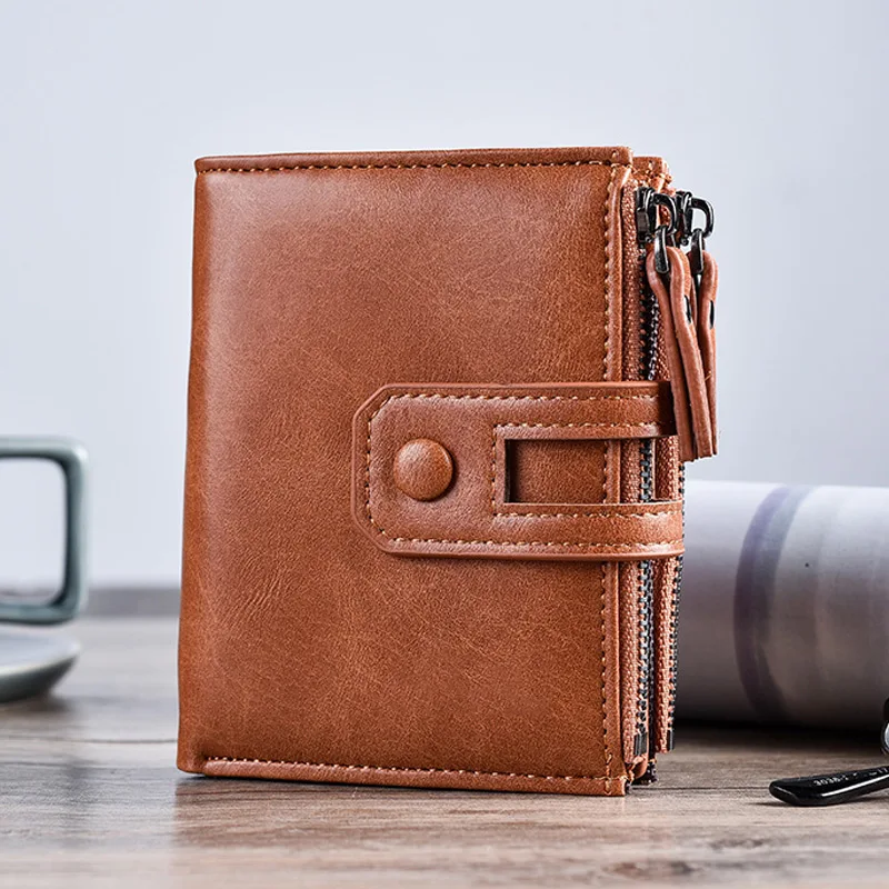 Хит продаж мужской кошелек из искусственной кожи с двойной молнией дизайн для