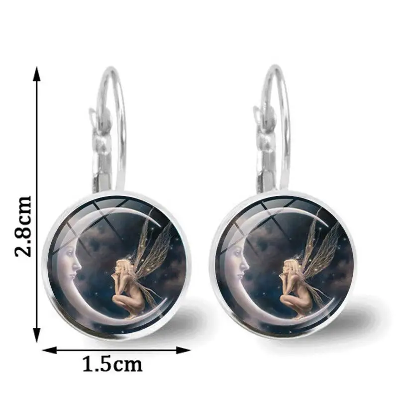 Новый стиль Модные серьги Фея на Луне стекло кабошон кулон ожерелье
