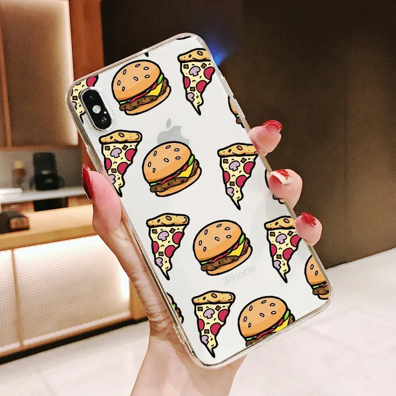 Мягкий прозрачный силиконовый чехол для iPhone 11Pro X XR XS Max 8 7 6 6s Plus гамбургеры