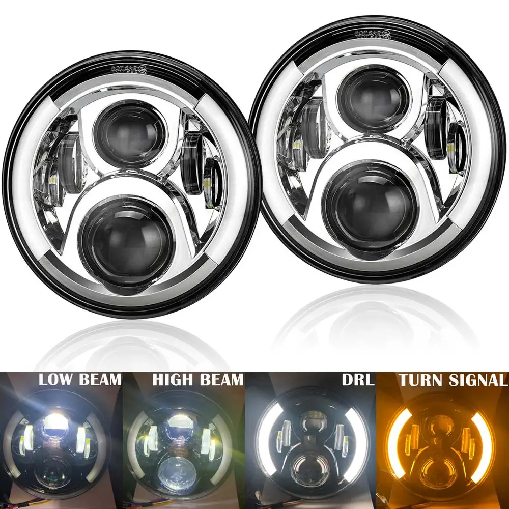 Светодиодные передние фары с гало 2 шт. дневные ходовые огни 7 дюймов для Jeep JK VAZ 2121