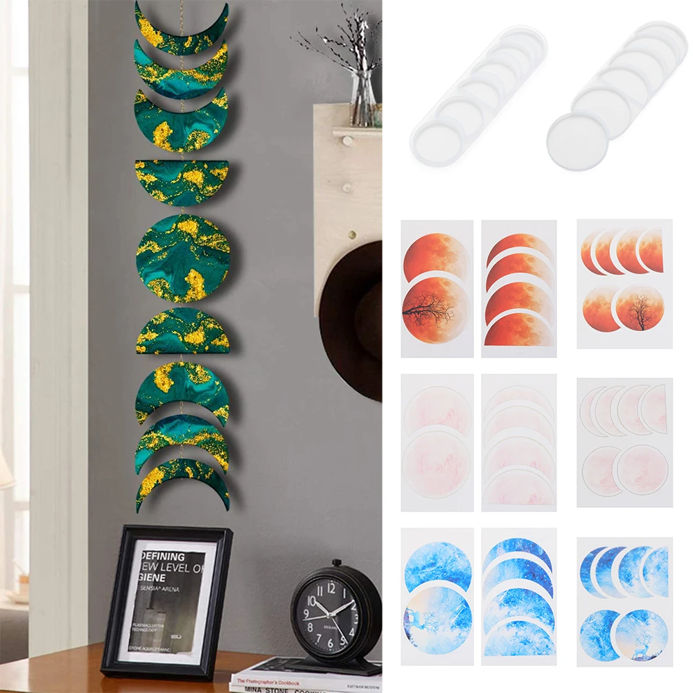 Silicone Mold Crystal Epoxy Resin Lunar Eclipse Coaster Moon Phase for DIY Clay Casting Crafts Home Decoration | Дом и сад