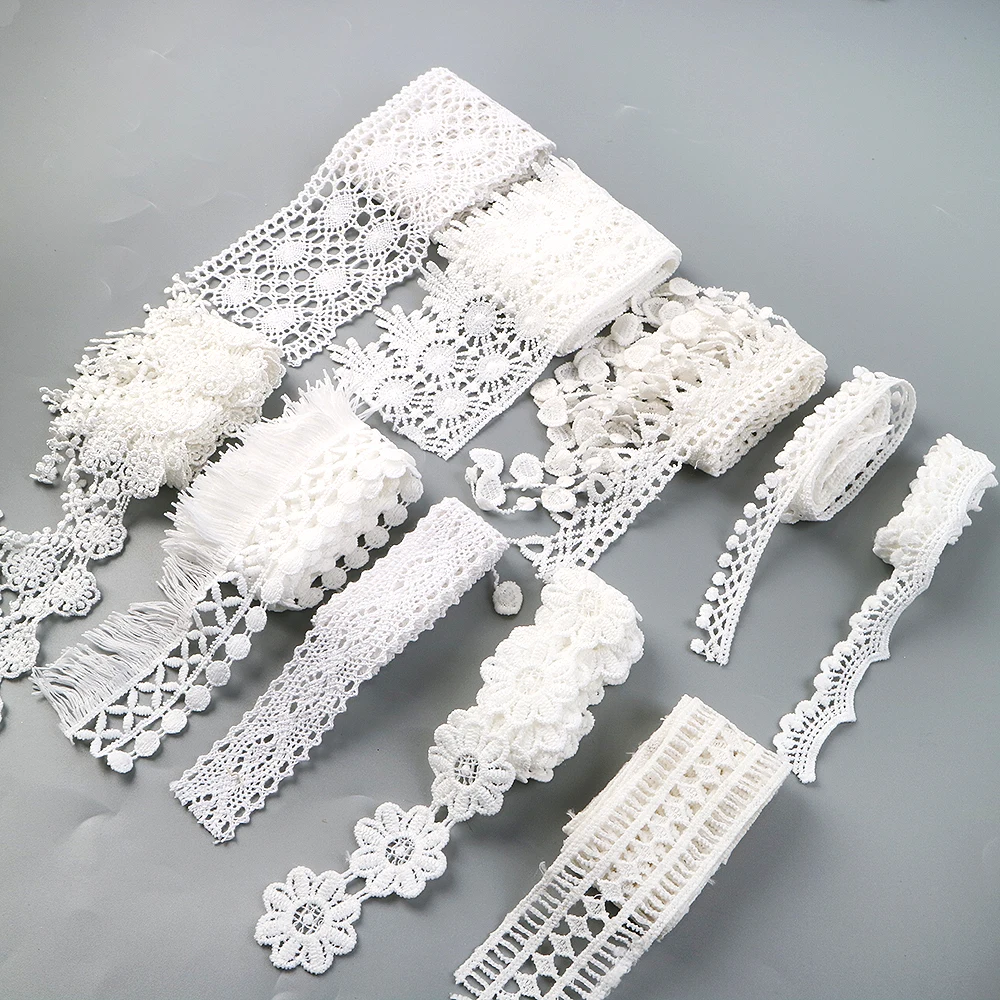 

David accessories 1yard/roll White Beige Cotton Embroidered Lace Net Ribbons Fabric Trim DIY Sewing Craft,1Yc10134