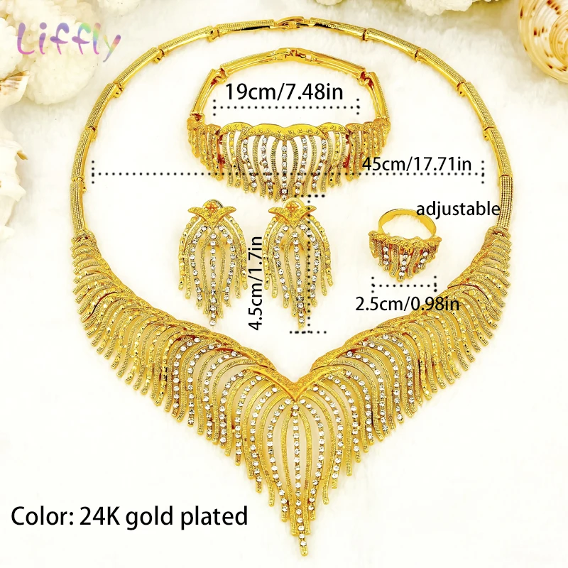 Liffly Модные Ювелирные наборы Нигерия Дубаи Золотые для женщин африканские бусины
