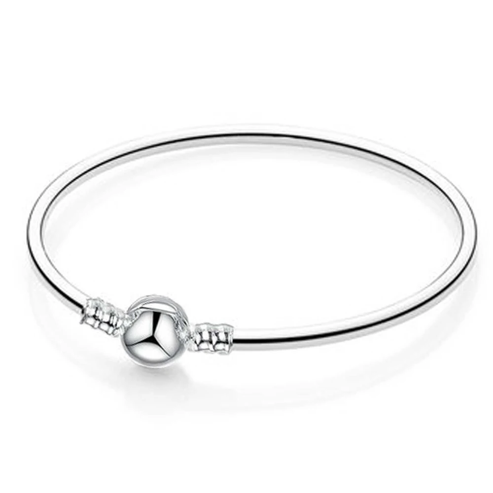 silver color 17-21 см серебряная круглая цепочка-змейка, браслет из звеньев, соответственные Пандоре обаятельные браслеты с подвесками бренд браслет для Для женщин "сделай сам" для изготовления ювелирных изделий - Окраска металла: silver color
