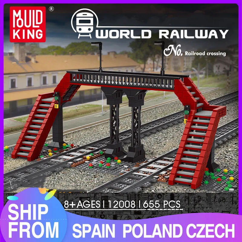 

MOULD KING Building Blocks World Railway The MOC-3599 Railroad Crossing Sets Model Bricks Kids Educational Toys Christmas Gifts