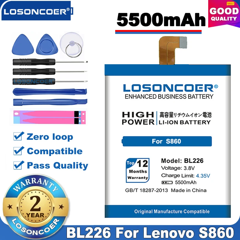 100% оригинальный высококачественный аккумулятор LOSONCOER 5500 мАч BL226 мобильный