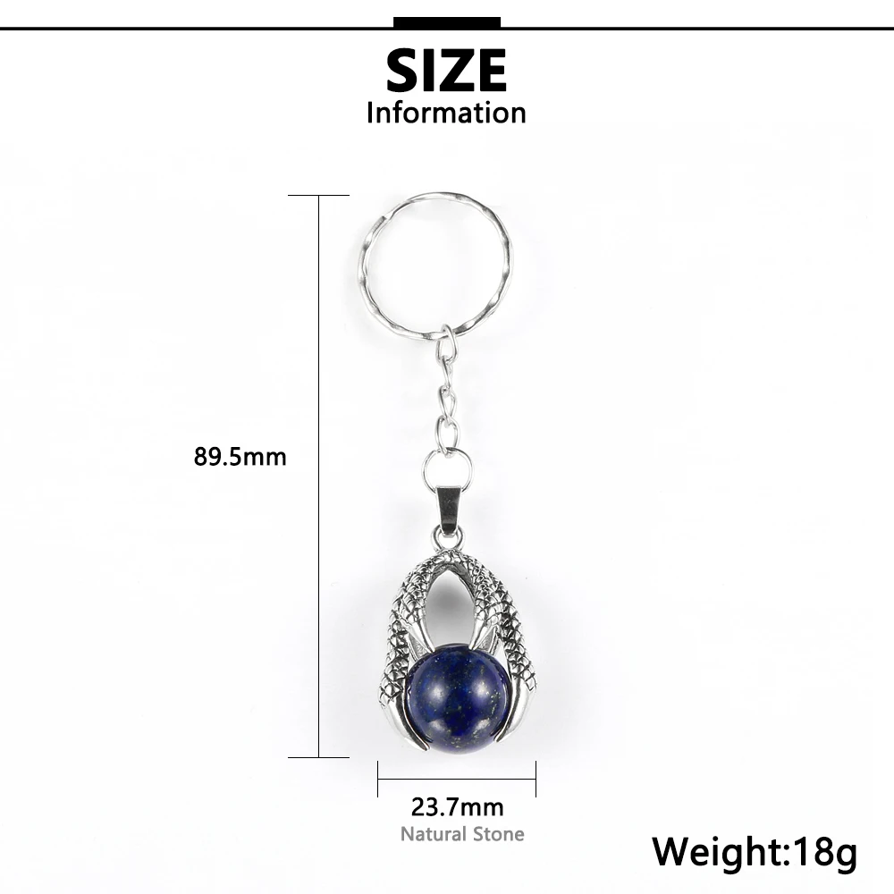 Брелок с натуральным драгоценным камнем в виде когтя дракона большие бусины