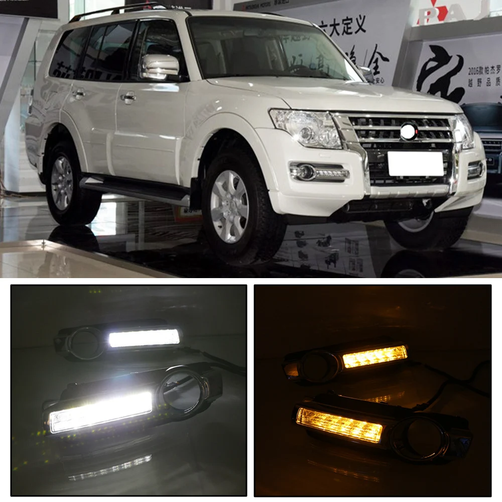 CAPQX для Pajero Montero 2015 2017 спереди Светодиодный дневной светильник DRL Дневной колпак