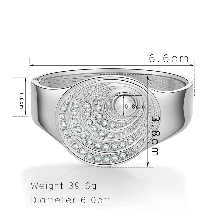

Retro Light Luxury Charm Cuff Women's Bangle Women's Fan-shaped Diamond-studded Pearl Broad-rim Gold-plated Female Bangle