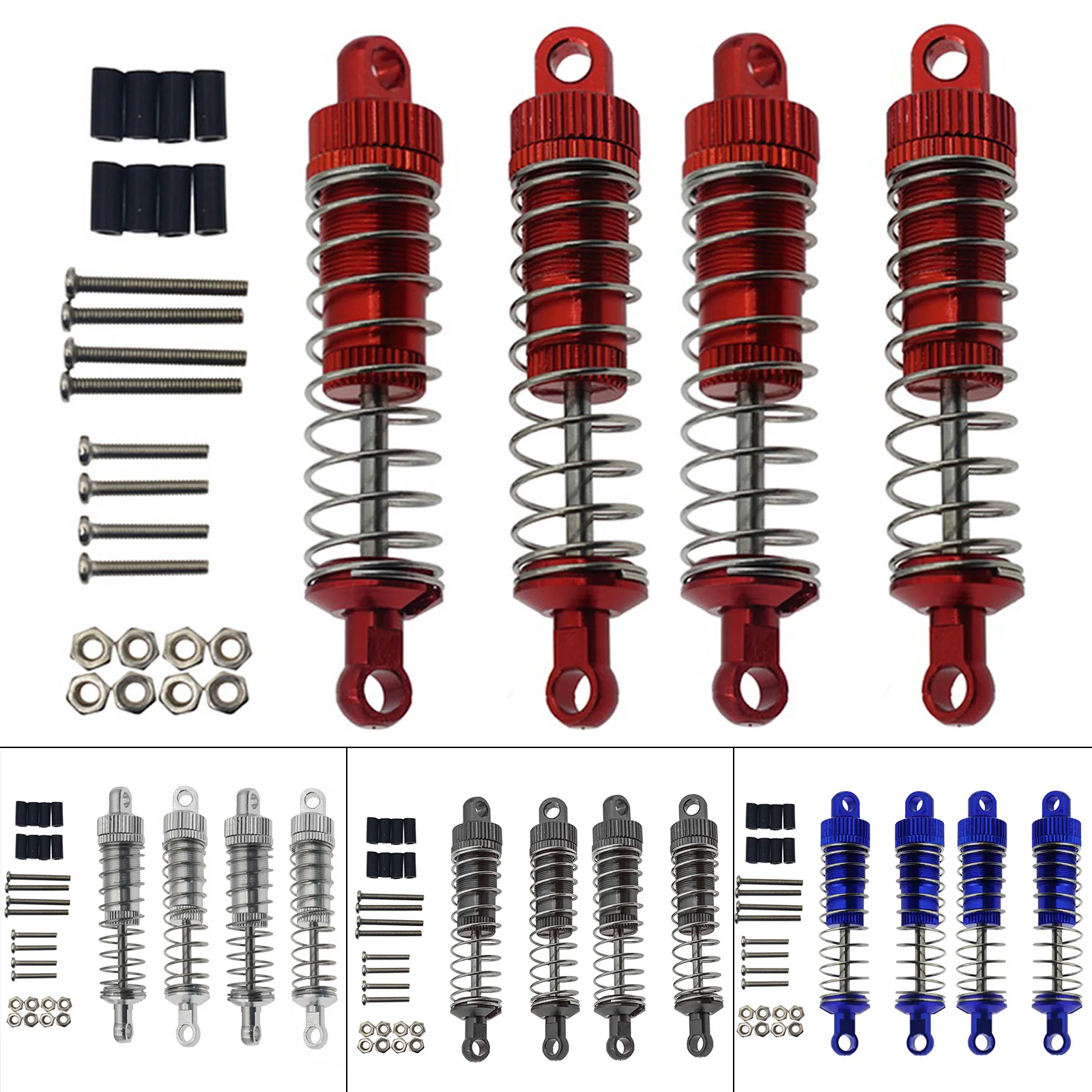 

4 Pieces RC Front Rear Shock Absorber Sets 65mm for 1/16 WPL C14 C24 MN90 MN90K MN91K Hobby Car Replacement Accessories