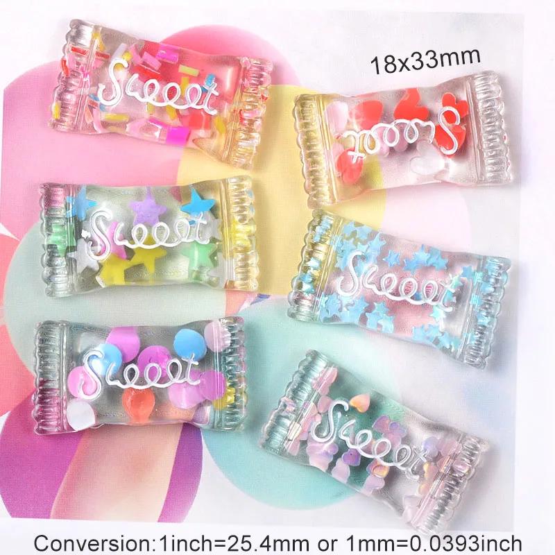 10PCS Colorful Resin Mixed Transparent Candy Decoration Crafts Flatback Cabochon Embellishments for Phone Deco DIY Home Deco