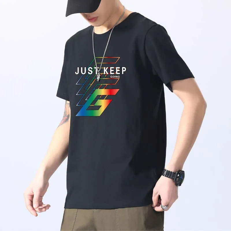 Футболка мужская с рисунком хлопок короткий рукав брендовая уличная одежда в