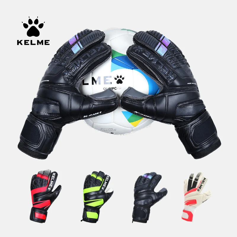 

KELME Kids Men Goalie Soccer Goalkeeper Gloves Thicken Full Latex Foam Professional Training Football Gloves 5 Finger Save Guard