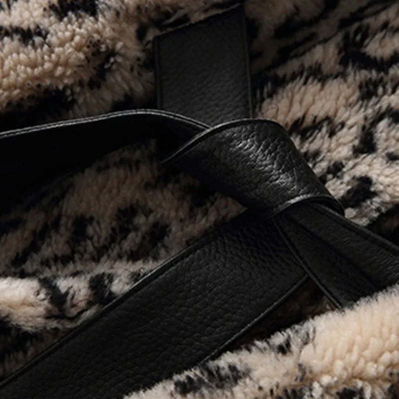 

Fur Coat Women Winter Leopard Faux Jackets Stand Collar Casual Female Thick Outwear Colthes Lamb Wool Coat and Jackets Women