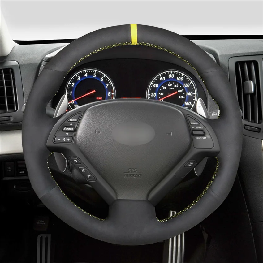 

DIY Hand-stitched Customization Anti-Slip Wear-Resistant Steering Wheel Cover For Nissan Skyline 06-14 Car Interior Decoration