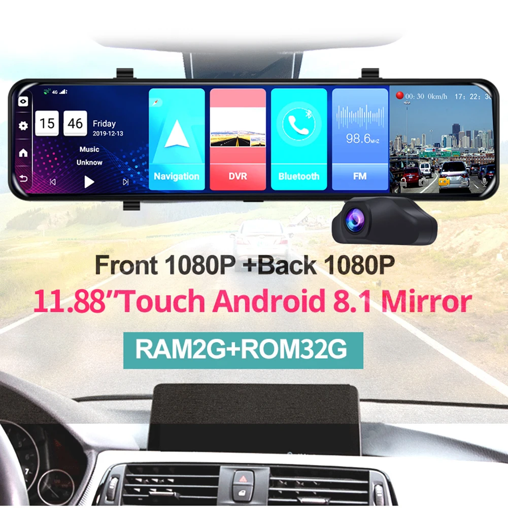 Z70 Android 8 1 видеорегистратор 1080P HD 11 88 дюймов 4G ADAS GPS навигация DVR с камерой заднего