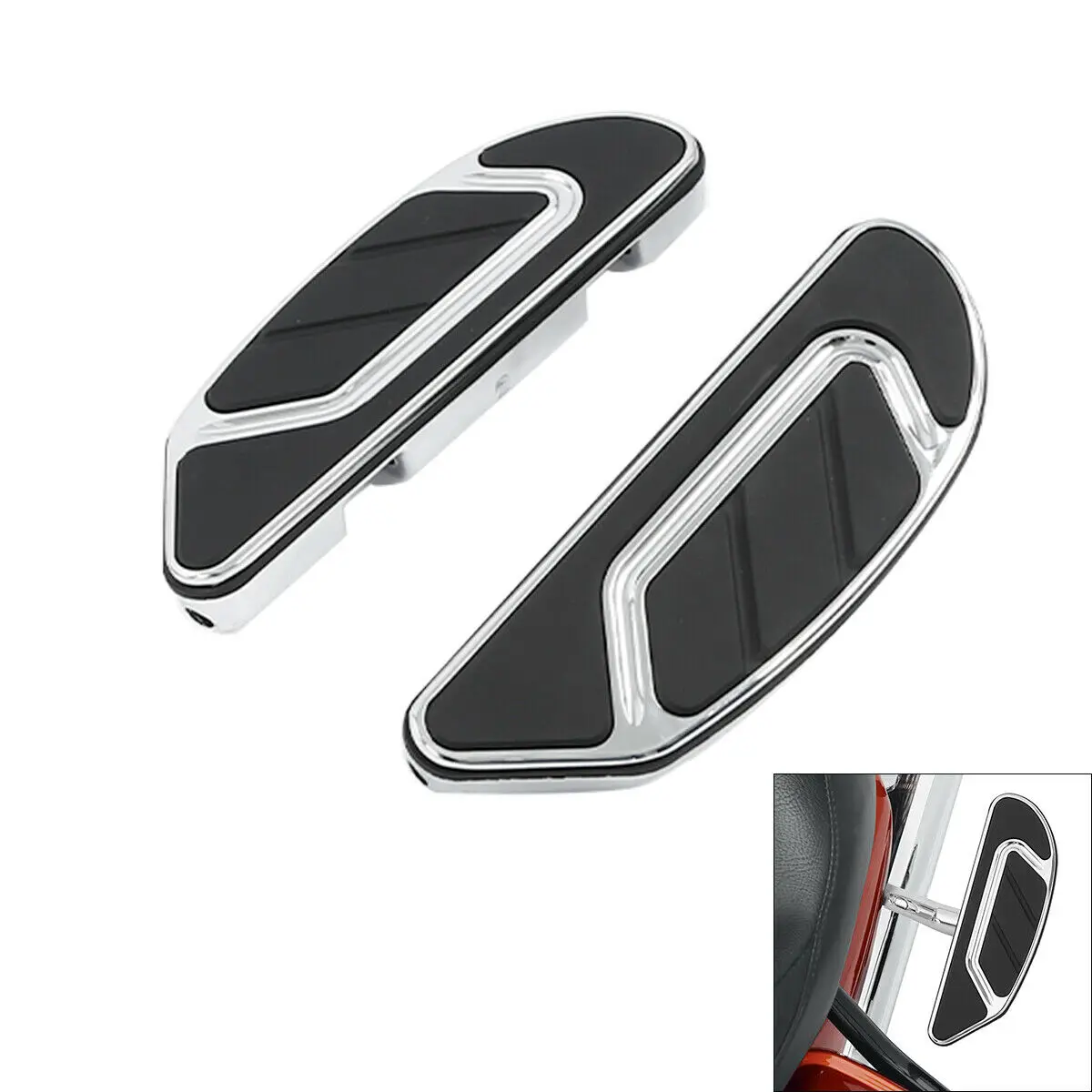 

Motorcycle Rear Passenger Floorboard Footboard For Harley Touring Electra Road Glide Dyna Super Glide Softail FLFB Black/Chrome