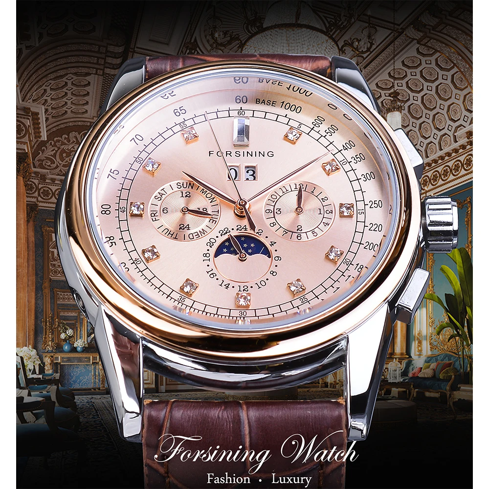 Часы наручные Forsining Мужские механические модные автоматические с индикацией