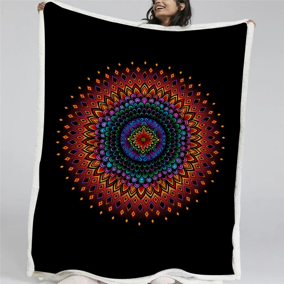 HM Life кровать одеяло цветочный принт красочное пушистое в богемном стиле