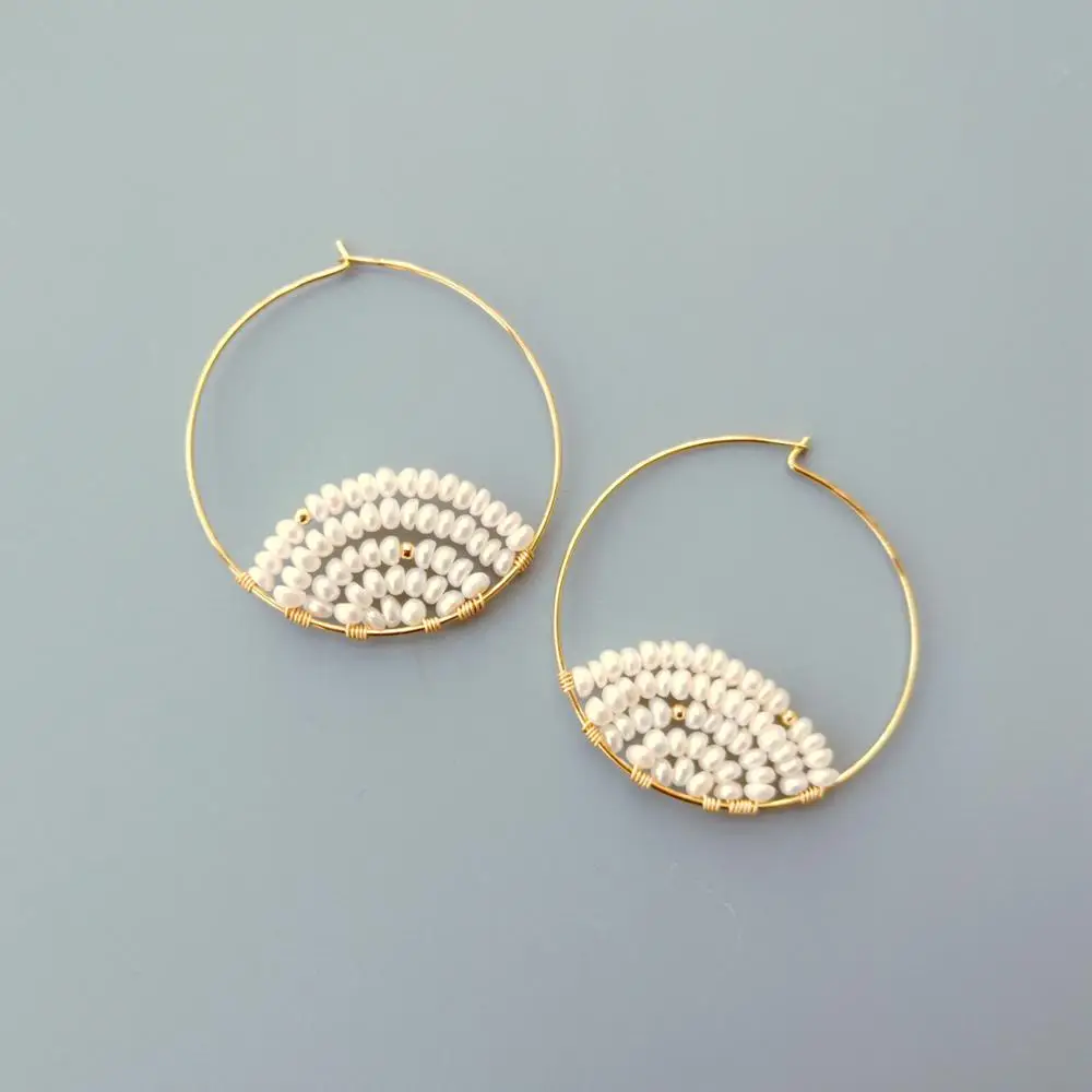 

Серьги-кольца из серебра 925 пробы с жемчугом