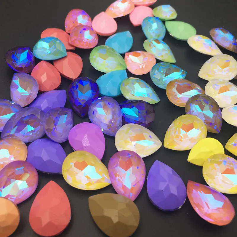 Смешанный мокко флуоресцентные каплевидные K9 стеклянные россыпью Стразы AB