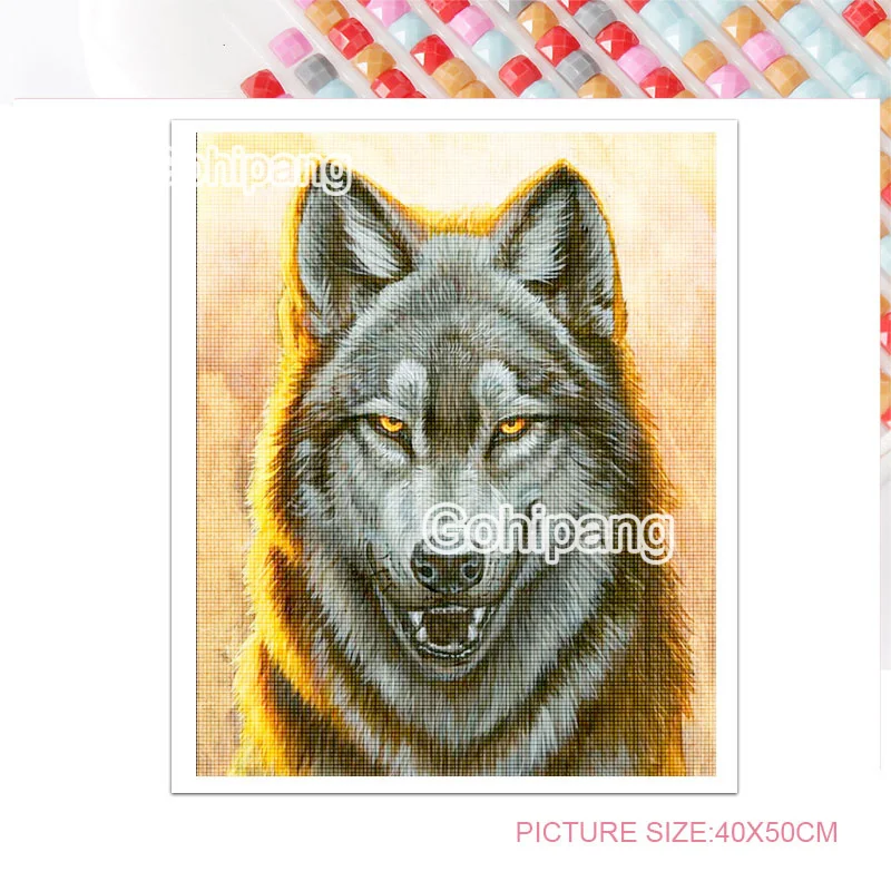 

Diamond Painting Violent Wolves with Green Eyes 5D Cross Stitch Rhinestones Square or Round Diamond Home Rooms Wall Decoration