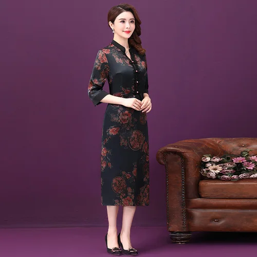 2021 летнее благородное темпераментное платье для матери с пятиминутным рукавом