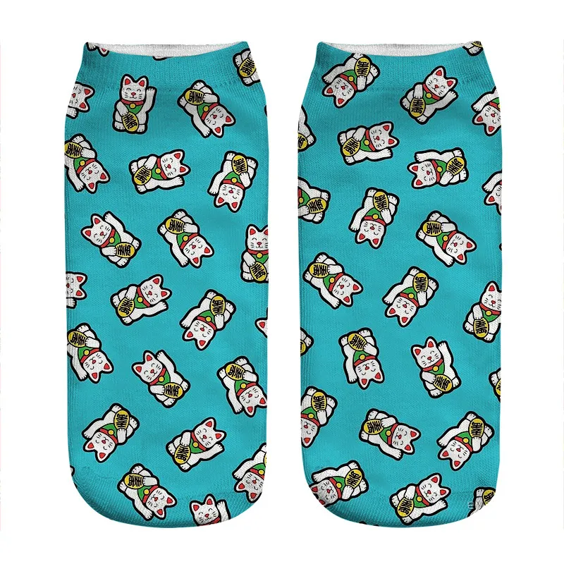 

2021 Women's socks kawaii Lucky Cat Pattern Printed Socks Woman harajuku Happy Funny Novelty cute girl gift Socks for women