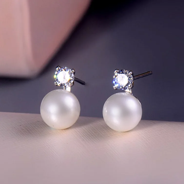 

S925 Sterling Silver Jewelry Freshwater Cultured Pearl Earrings for Women