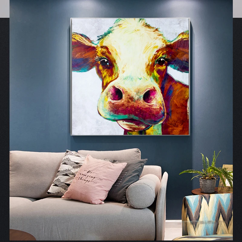 RELIABLI арт имитация окраски коровы фотографии холст картины Плакаты Wall ART Для
