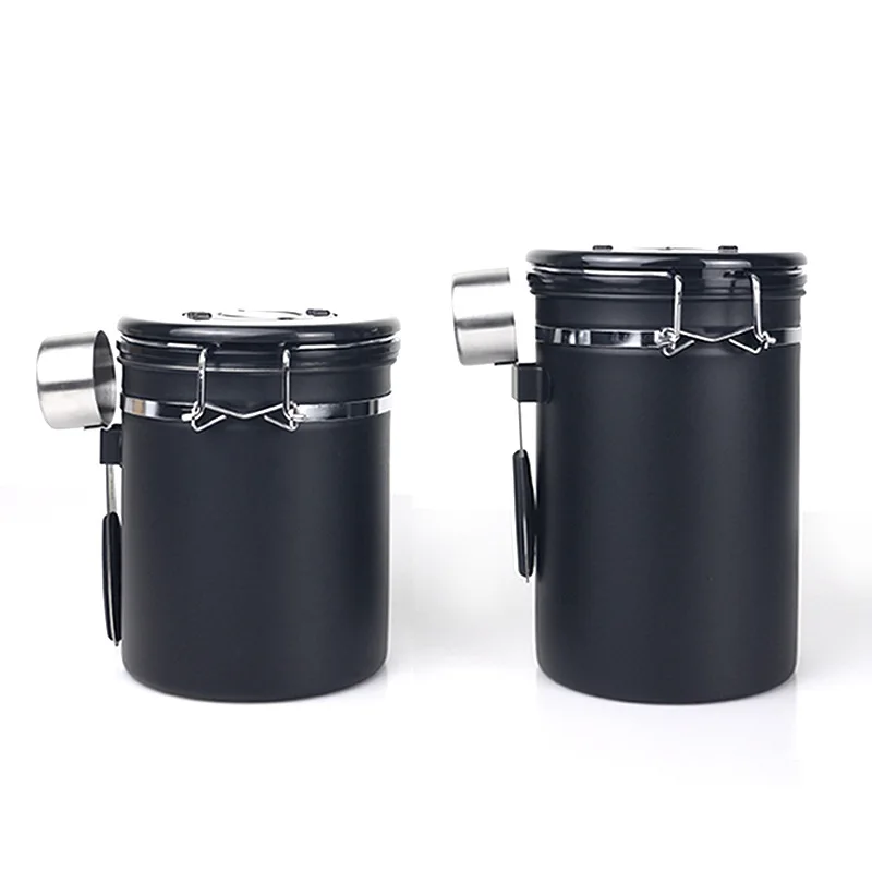 

Coffee Bean Sealed Jar with Drain Tap 304 Stainless Steel Tea Dried Fruit Coffee Bean Storage Jar 1.8L