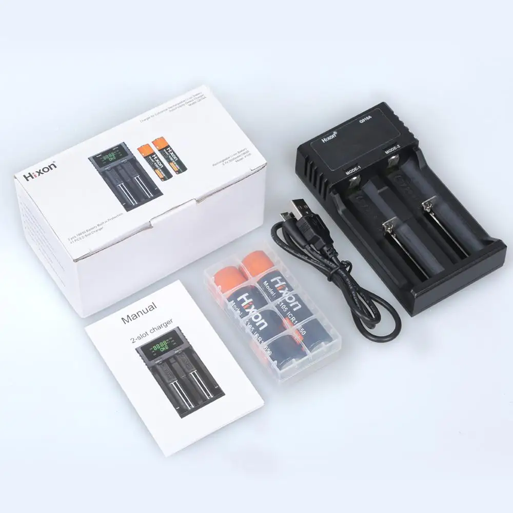 2 шт. батарея и слотное зарядное устройство 3000 мАч 18650 защищено 3 7 В перезаряжаемая