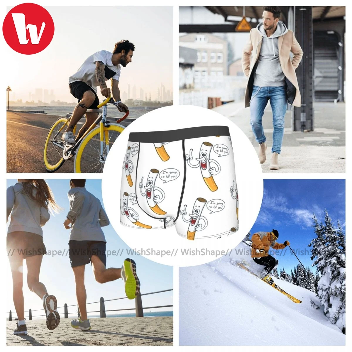 

Cigarette Underwear Hot Polyester Breathable Trunk Men Sublimation Customs Boxer Brief