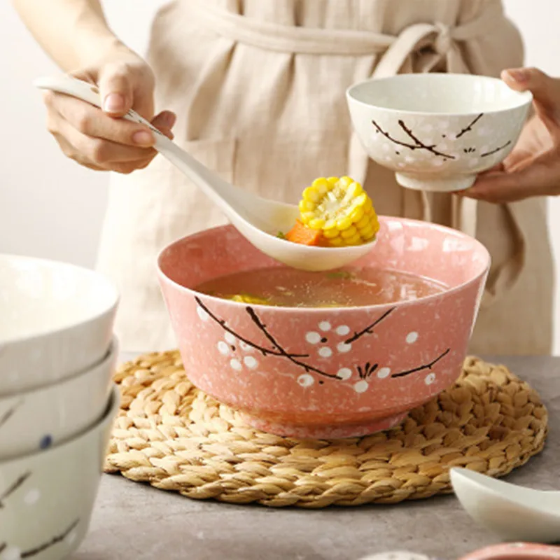 Японская ручная роспись сливы Керамическая ложка Снежинка Глазурованный фарфор