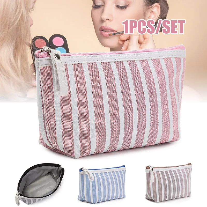 

Newly Makeup Pouch Travel Striped Printed Cosmetic Bag Toiletry Organizer Purse DO99