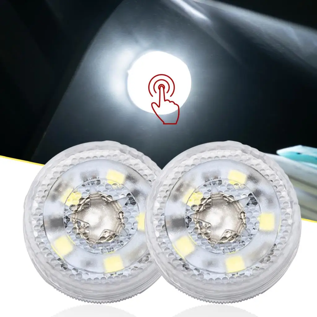

2x Car Touch Interior Light Wireless Ambient Portable Night Reading Roof Dome Lamp Footwell Trunk Bulbs Trailer Caravan Auto