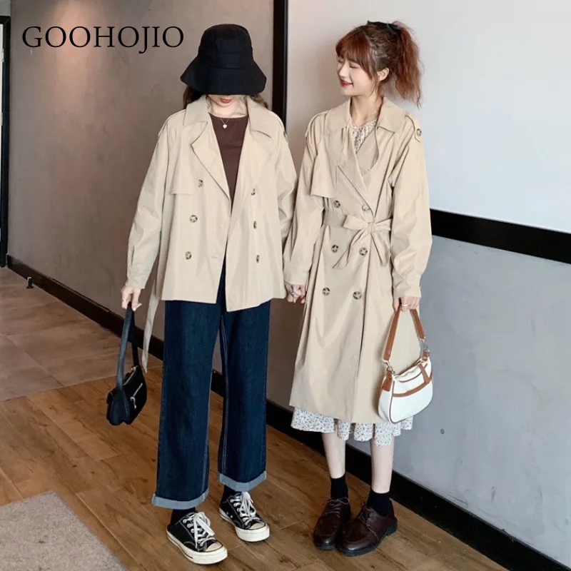 

GOOHOJIO 2021 Spring and Autumn Fashionable Women Trench Temperament Loose Trench for Women Single-breasted Casual Trench Women