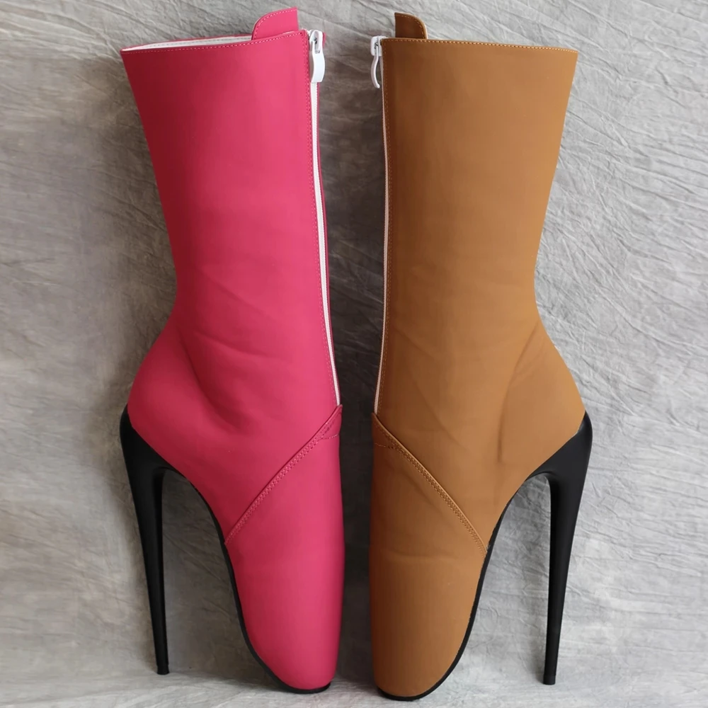 2022 New Ballet Ankle Boots 18CM Super High Heel Front Zip Spike Heels Fashion Sexy Fetish Exotic Shoes For Women