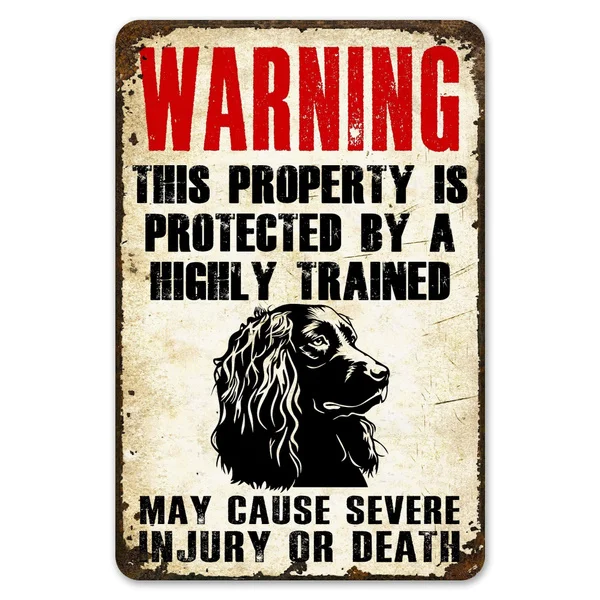 

Warning This Property is Protect By Boykin Spaniel Tin Sign Vintage Farm Decor Art Pet Lover Tin Metal Sign
