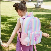 girls unicorn backpack new style rainbow color with plush ball for kinder garden nursery primary school student kids children