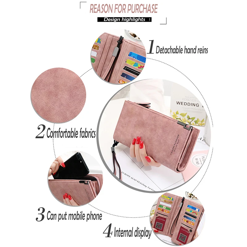 Женские кошельки женские с длинной застежкой молнией и пряжкой Студенческая