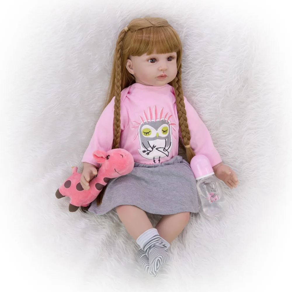60 см большой силиконовый винил Reborn baby girl brinquedos кукла игрушки 24 дюйма bebe reborn малыш