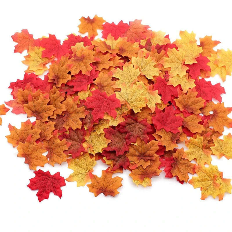 

Искусственные кленовые листья 1000 шт., искусственные осенние листья, осенние листья на День Благодарения, домашний декор для свадьбы, вечеринки, стола, пола