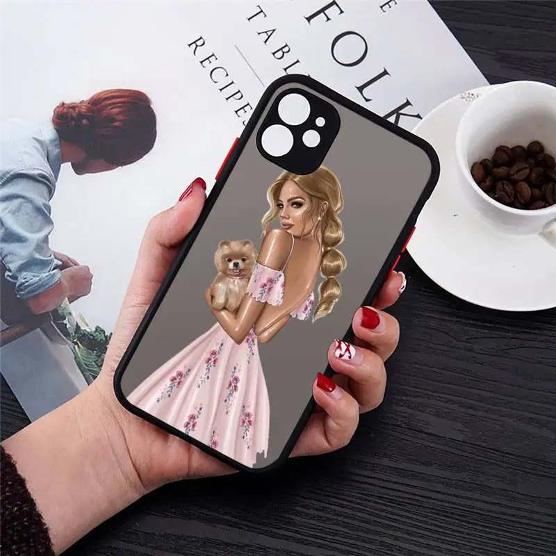 

Christmas Princess Girl Female Phone Case For iPhone 12 11 Mini Pro XR XS Max 7 8 Plus X Matte transparent Back Cover