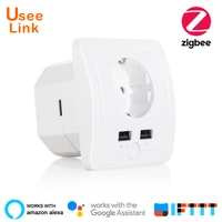 useelink zigbee smart wall socket 16a eu with usb power plug work with alexa google home power by tuya