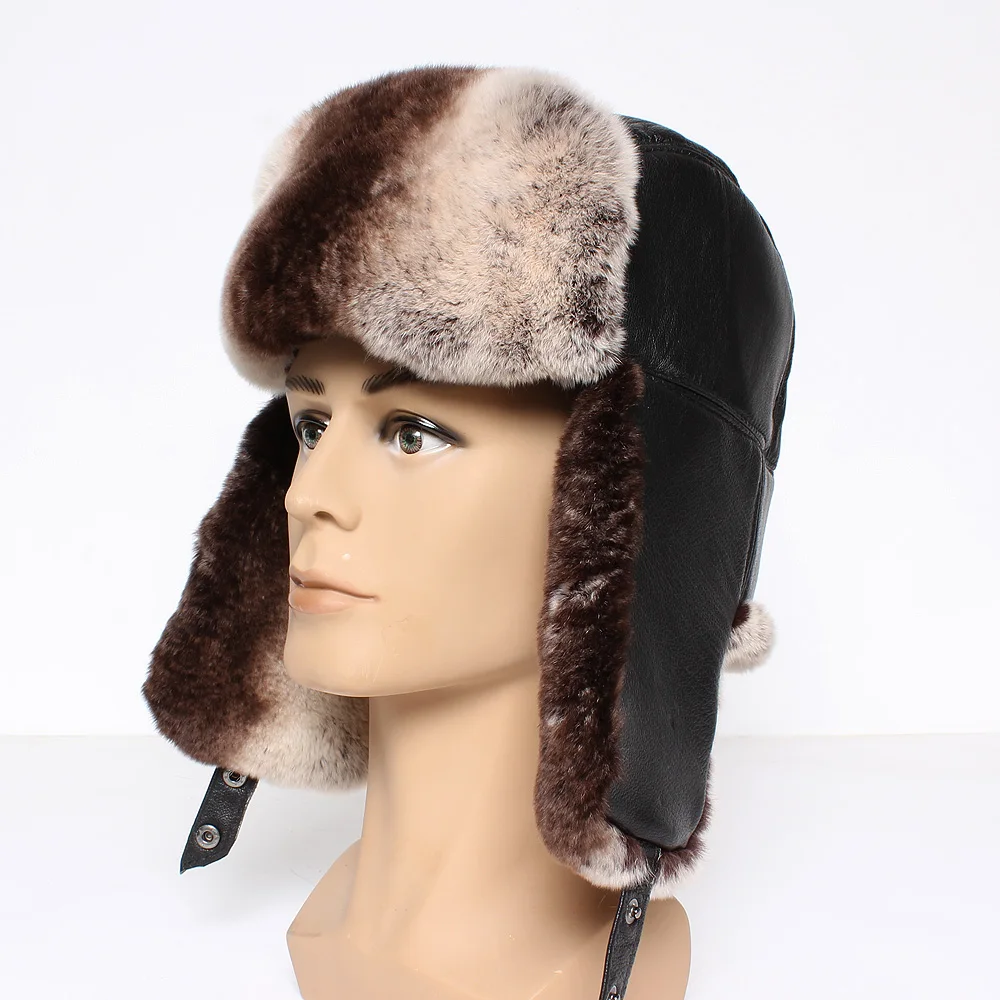 Новинка зимние мужские шапки из натуральной овечьей шкуры 100% натуральная теплая