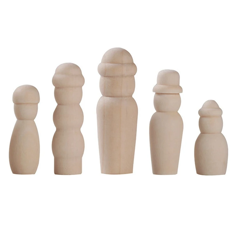 

10pcs/set Schima Superba Burlywood Wooden Dolls Children DIY Painted Carved Toy