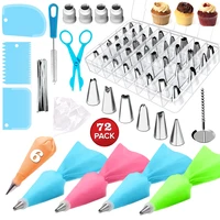 72pcs diy cake decorating tools kit baking supplies with cookie cream scraper icing cupcake bags tips cake kitchen accessories